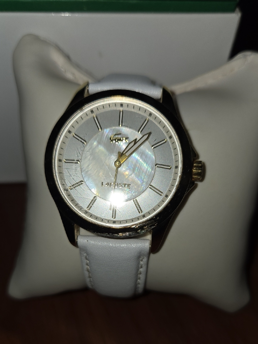 Lacoste White Leather Strap Watch with Gold-Tone Case